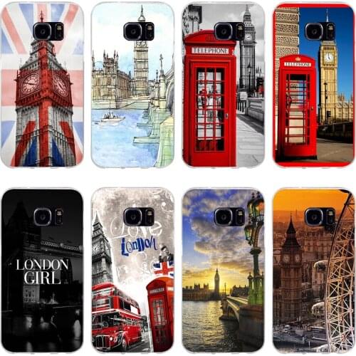 35H London Red Telephone Big Ben Soft TPU Silicone Cover Case for samsung Galaxy s6 s6 s7 edge s8 s9 plus case