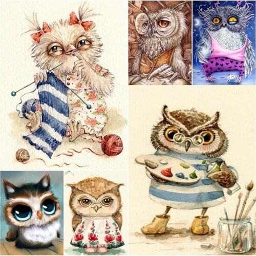 DIY 5D Diamond Painting Cartoon Animals Embroidery Owl Cross Stitch Kit Full Drill Mosaic Art Picture Rhinestone Home Decor Gift