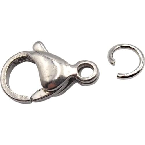 20sets 13x8.5mm, SEASHA (316L) 10/13/15mm Stainless Steel Hot Lobster Claw Snap Clasps DIY Findings hole: 2mm Jumpring: 5x0.8mm