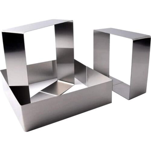 HOT-Set of 3 Cake Molds Rings, Square Mousse Mold Stainless Steel Cake Ring Non-Stick Dessert Ring Pastry Mould Baking Tool