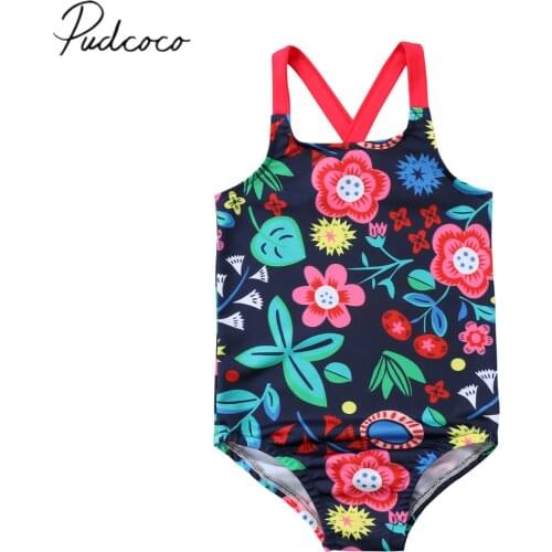 2018 Brand New Summer Toddler Infant Child Kids Baby Girls Flower Swimsuit Swimwear Bathing Suit Swimming Floral Costume 6M-5T