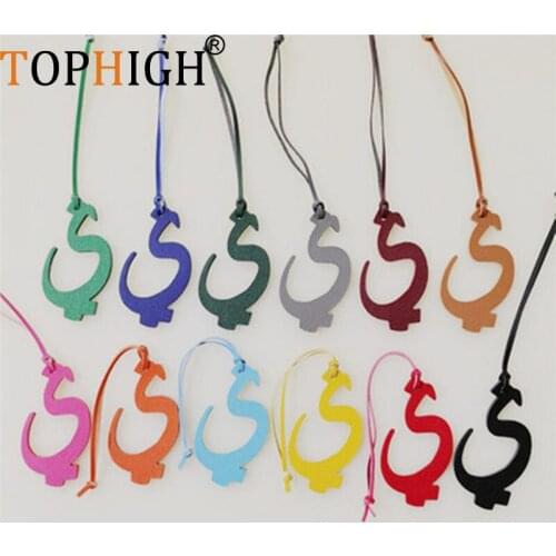 Man Made Luxury Genuine Natural Leather Character Alphabet Arabic Letter J Keychain Backpack Pendant Ladies Women Bag Charms