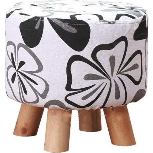 Solid Wood Change Shoe Bench Household Living Room Sofa Stool Multi-function Footrest Washable Cloth Seat Non-slip Wooden Stool