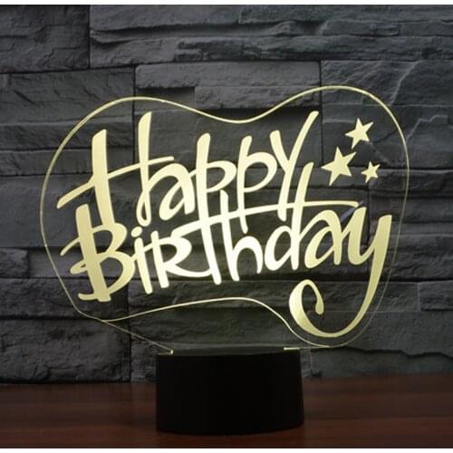 3D LED Night Light Happy Birthday Gift with 7 Colors Light for Home Decoration Lamp Amazing Visualization Optical Illusion