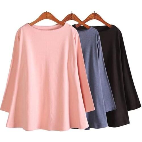 Oversized Loose Big Hem Long-Sleeved Loose T-shirt De Velvet Plus Velvet Warm Autumn And Winter Plus Maternity Blouse Women