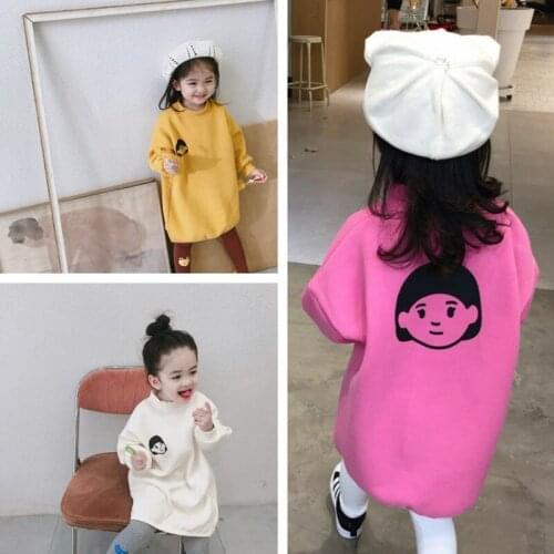 Girls' Hoodies Sweatshirts Kids Underwear 2021 Stylish Plus Velvet Thicken Warm Winter Autumn Cotton Tops Fleece Childrens Clot
