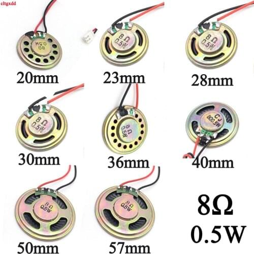 Ultra-thin speaker 8 ohms 0.5 watt 0.5W 8R speaker Diameter 20 23 28 30 40 50MM 5CM thickness with PH2.0 terminal wire length 10