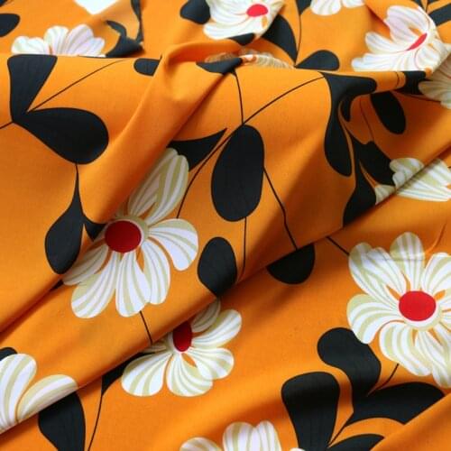 By Meter Big Flower Chiffon Fabric Stretch Dress Material