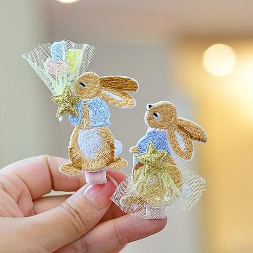 1 PCS New Cute Embroidered Rabbit Girls Hairpins Children Hair Accessories Princess Headwear Women Hair Clips Claws