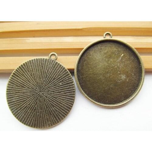 10pcs Antique Silver tone/Antique bronze Base Setting Bezel Tray Bezel Pendant Charm/Finding,fit 30mm Round Cabochon/Cameo