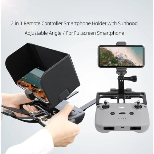2 in 1 Remote Controller Mobile Phone Holder with Sun Hood Full Screen Smartphone Holder for Mavic Air 2/ Mini / Mini SE