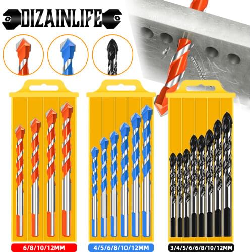 3-12mm Multifunctional Glass Drill Bit Triangle Diamond Drill Set Ceramic Tile Wood Concrete Brick Punching Hole Saw Metal Drill