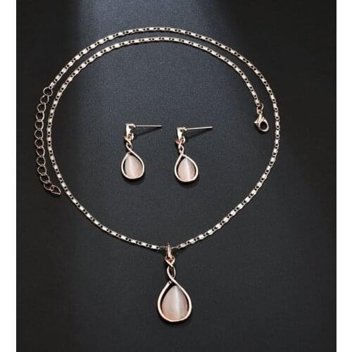 3pcs/set Jewellery Set Rhinestone Jewelry Pink Color Jewelry Sets Crystal Necklace Pendant Earrings Jewelry Set Bridal