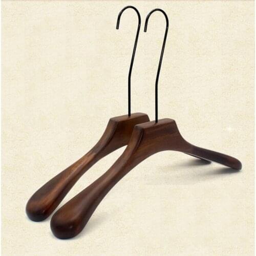 4 pcs/lot Thickened Antique Wooden Hanger for Men Women Quality Wood Suit Hangers with Long Black Hook