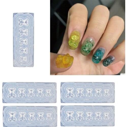 5Pc Silicone Mini Gummy Bear Mold Nail Art Resin Casting Mould Template Bear Silicone Resin Mold Jewelry Tools Art Craft