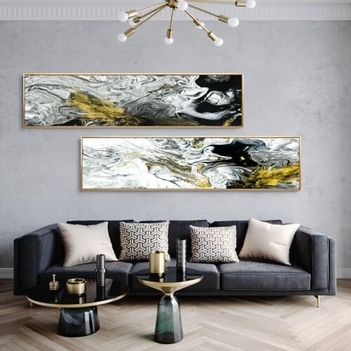 Abstract color spalsh canvas painting posters and prints black n yellow decor wall art pictures for living room bedroom Modern