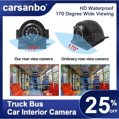 HD Waterproof Car Rear View Camera Side Camera 170 Degree Wide Viewing Angle 12V 24V Truck Bus Car Interior Camera Monitoring