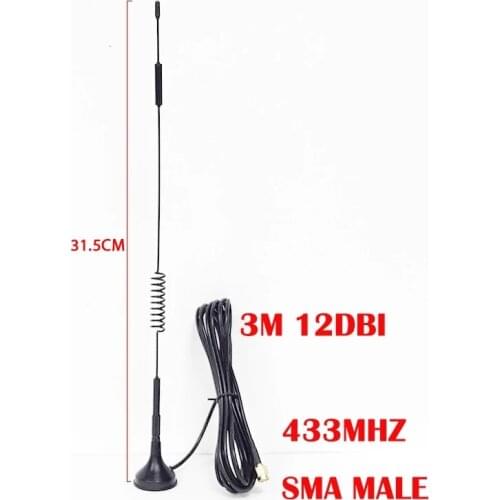 12dbi 5dbi 433Mhz Antenna lora 433 MHz antena SMA Male Connector Magnetic base for Ham Radio Signal Booster Wireless Repeater