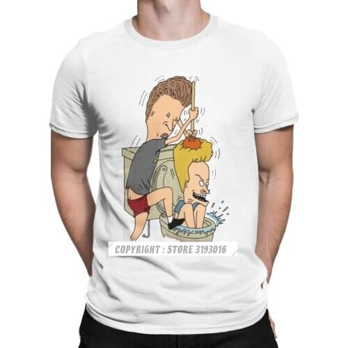Beavis Butthead Toilet Fun T-Shirts Aesthetic Men Cartoon Rock Comic Punk Metal Funny Christmas Tees T Shirts Homme
