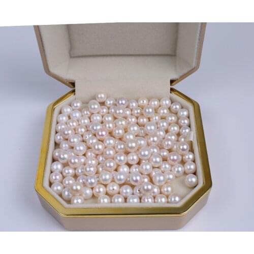 White Round Loose Pearls Half Drilled Natural Freshwater Pearl 3A Quality Fresh Water Pearls for Jewellry Making Free Shipping