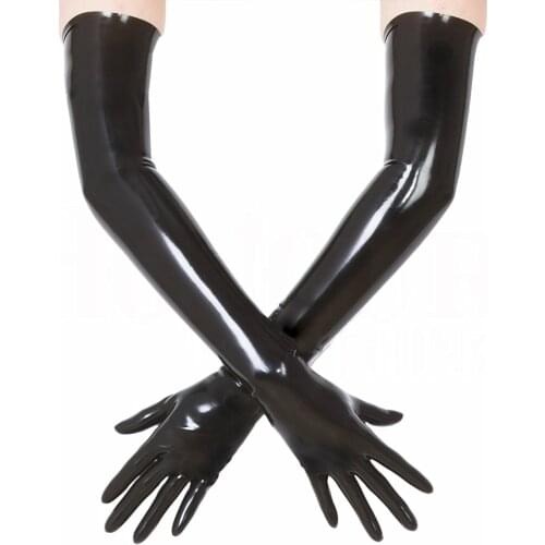 Free shipping !!! Hot Wrist seamless black / red latex opera long latex gloves fetish latex gloves