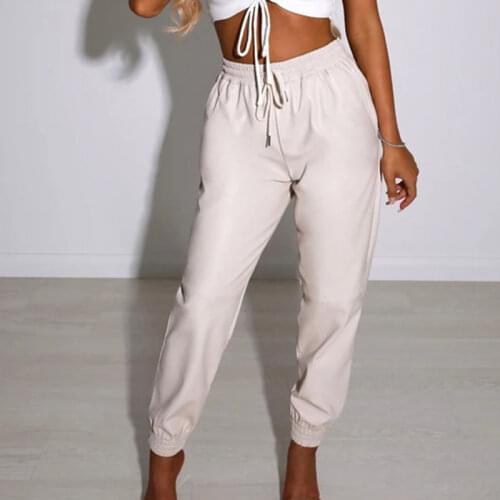BAMBOOBOY Women Spring New Fashion Solid Color Elastic Waist Drawstring Casual Trousers Harem Pants FD229