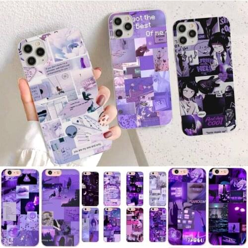 YNDFCNB Purple Love Aesthetic Art Girly Phone Case for iPhone 11 12 pro XS MAX 8 7 6 6S Plus X 5S SE 2020 XR case
