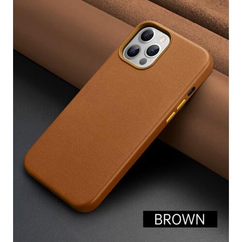 Genuine Leather Slim Phone Case for iPhone 13 12 Pro Max Fashion Handmade Anti-knock Back Cover for iPhone 12Mini / 12 Pro Max