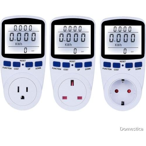 EU US UK Style Digital Power Meter Wattmeter Socket Wattage Energy Meter Measuring Outlet Power Analyzer With Large LCD Display