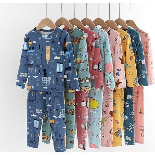 Children Pijamas Boys Girls Clothing Set Spring Autumn Long Sleeved Cartoon Animal Sleepwear Childrens Pajamas Pyjamas Set