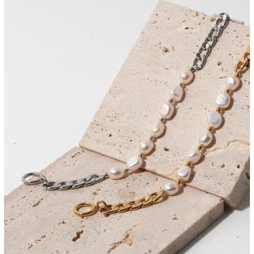 Women Jewelry Real Baroque Pearl Bracelet Brass With 18K Gold Designer T Show Runway Sweety Boho Japan Korean Sample Trendy