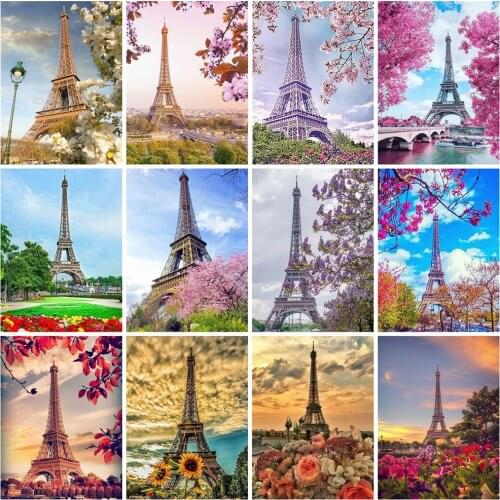 EverShine Diamond Painting Eiffel Tower Cross Stitch Diamond Embroidery Landscape Handmade Hobby Rhinestones Art Wall Decor
