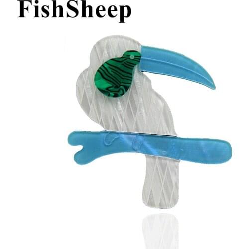 FishSheep Fashion Acrylic Bird Brooches Handmade Lovely Animal Woodpecker Corsage Pin Brooch Jewelry For Women Shirt Collar Clip