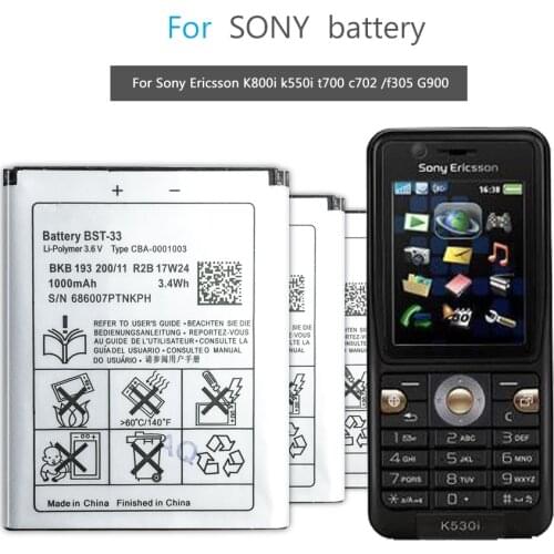 BST-33 Mobile Phone Battery For Sony Ericsson K800i K810i C702 C903 F305 G900 K550i K630i K660i W100I T700 T715 BST 33