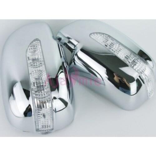 Chrome Car Styling Door Mirror cover Overlay Panel Frame with LED Turn signal 2005-2014 For toyota hilux vigo Accessories