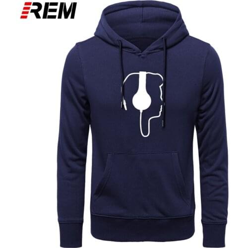REM Hoodies, Sweatshirts Interesting Audio Headphones long-Sleeve Cotton Print Round Collar fashion Clothes