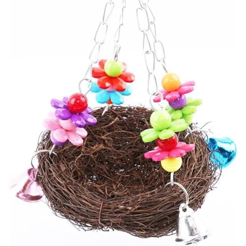 Handcraft Bird Nest Toys For Birds Parrots Play Bite Climb Bird Swing Toy