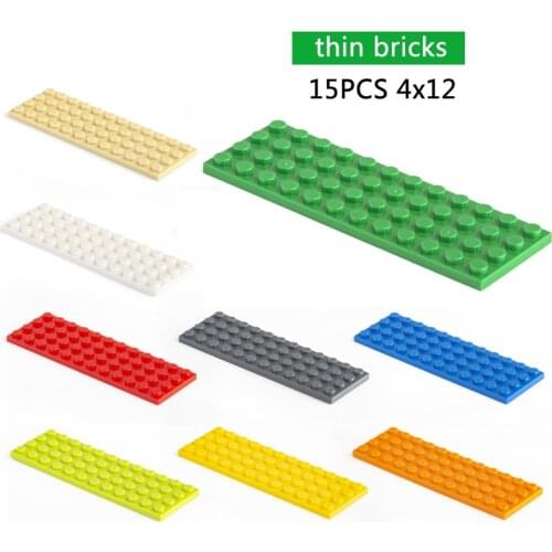 DIY Building Blocks Thin Figures Bricks 15pcs 4x12 Dots Educational Creative Size Compatible With Other Brand Toys for Children