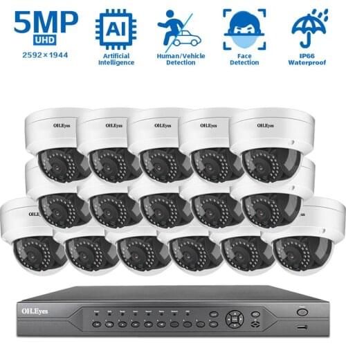 8 Channel CCTV POE Dome Camera System Set 4K 5MP 16CH NVR Kit 8CH POE IP Security Camera System Surveillance Video Kit Outdoor