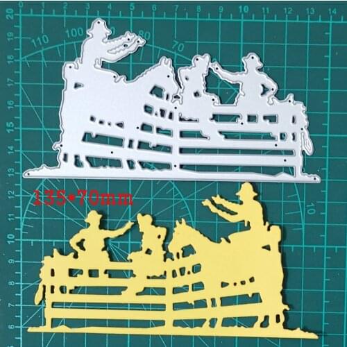 Riding Horse Fence Metal Cutting Dies Stencils For DIY Scrapbook Card Decorative Embossing Die Mold 2021 New craft Die