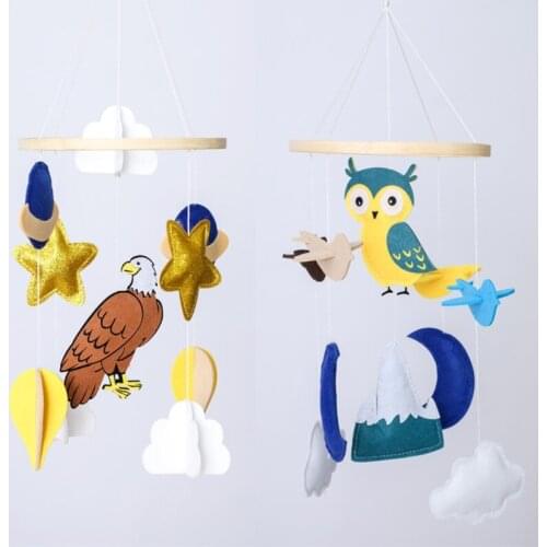 Cartoon Felt Baby Rattle Owl Cloud Shape Baby Crib Mobile Rattle Newborn Infant Cot Wind Chime Bed Bell Toys Kids Room Decor
