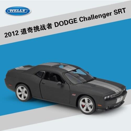 Welly 1:24 Diecast 2012 Challenger SRT Black Sport Cars High Simulation Vehicle Alloy Metal Model Car