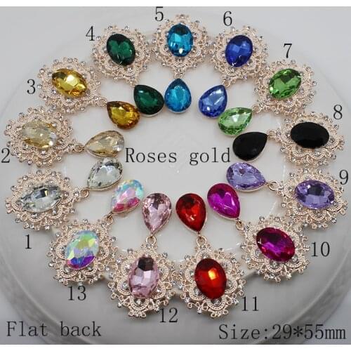 Fashion 10pcs/Lot 29 * 55mm DIY Rose Gold Accessories Rhinestone Alloy Brooch Jewelry Decoration Craft Supplies