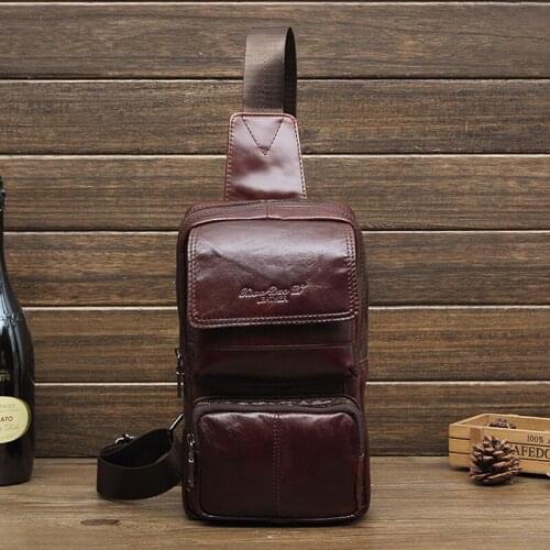 Mens Genuine Leather Messenger Bag Men Shoulder Bags Male Chest Pack Crossbody Bags for Men Chest Bag Sling mobile phone purse