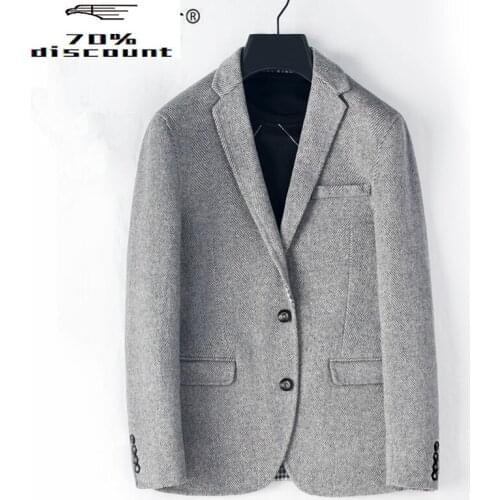 Mens Wool Coat Spring Autumn Double-sided Woolen Coat Men Jacket Casual Blazer Overcoat Abrigo Hombre 3A3822 KJ4280