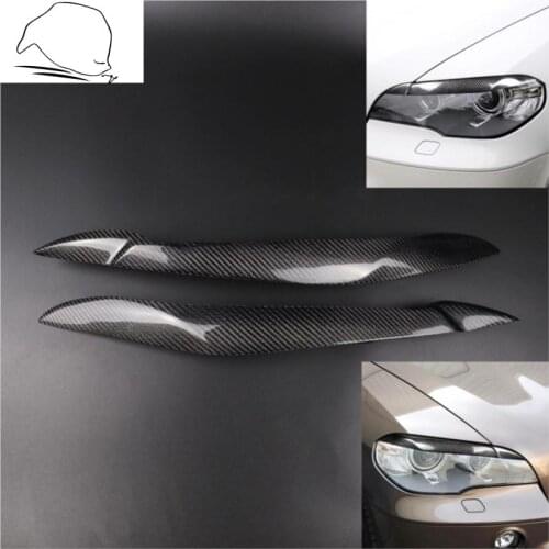 For BMW X5 E70 2010-2012 Carbon Fiber Headlights Eyebrows Eyelids Cover Headlamp Eyebrow Stickers Tuning Car Accessories