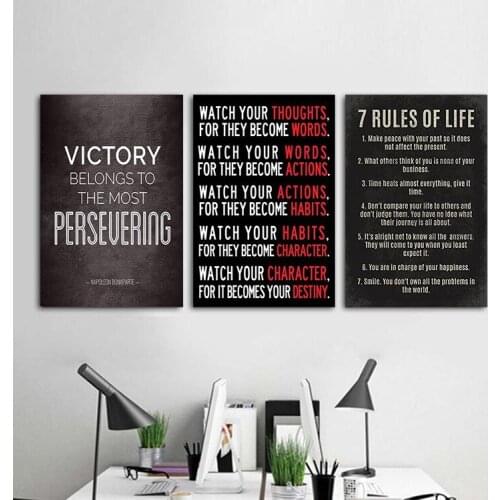 English Inspirational Painting Modern Simple Company Slogan Office Study Mural Wall Art Wall Pictures for Living Room Decor