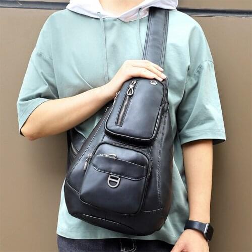 Newsbirds 2021 New Arrivals Genuine Leather Chest Bag Large Capacity Crossbody Bag Of Men Male Chest Pack Single Shoulder Baag