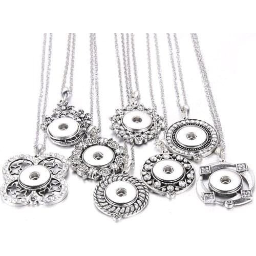 New Snap Jewelry Metal Snap Button Necklaces 18mm 20mm Snap Pendant Necklace For Women Girls DIY Button Jewelry Gift