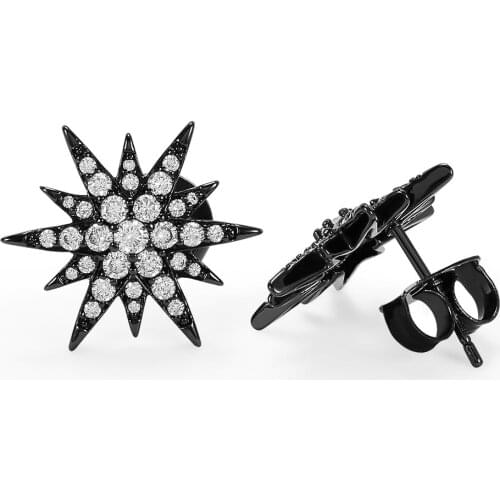 KOSE Gothic Star Cubic Zirconia Stud Earrings Trend 2021 Fashion Jewelry for Women Wedding Party Gift